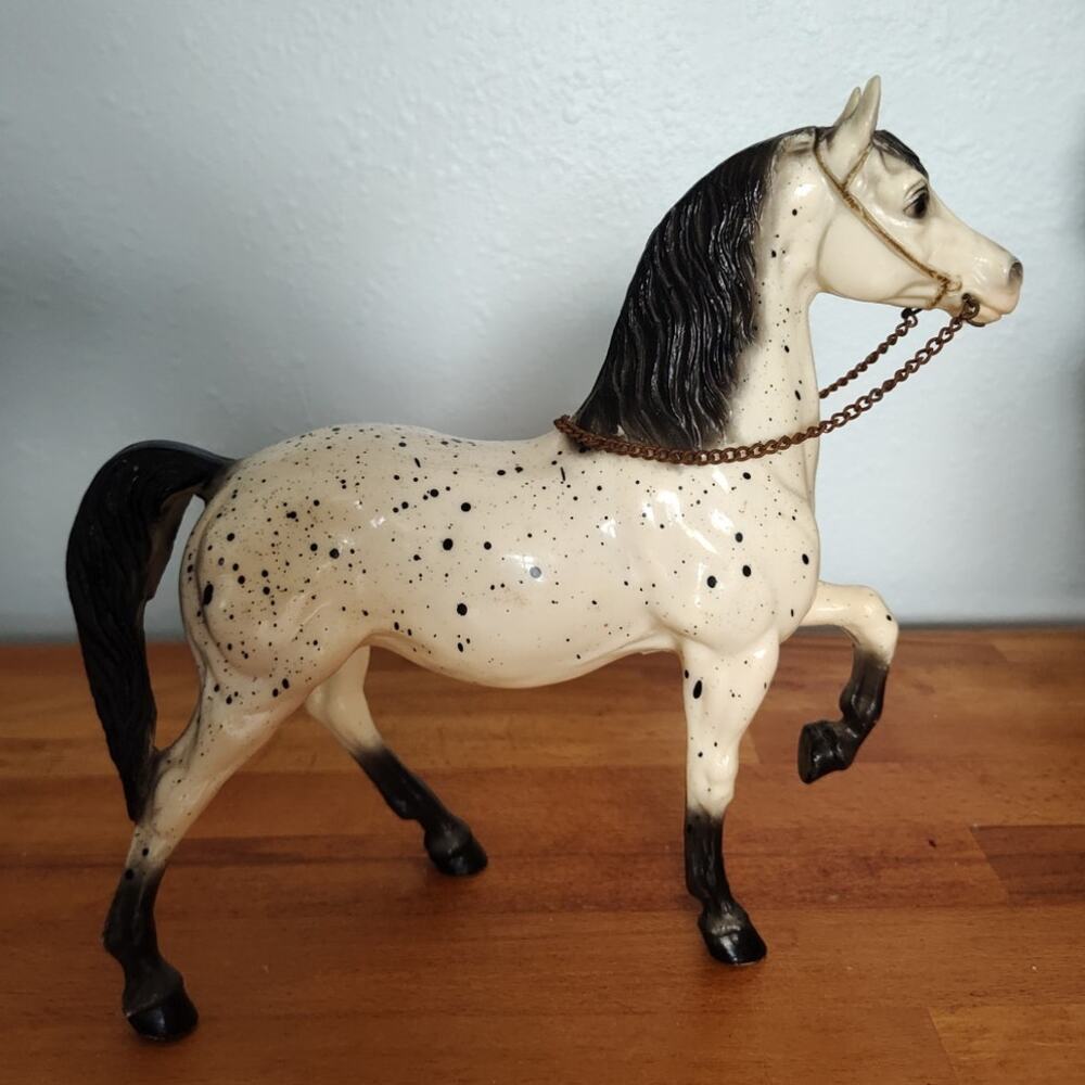 Vintage 1960s Breyer Glossy Western Prancing Arabian Appaloosa & Saddle